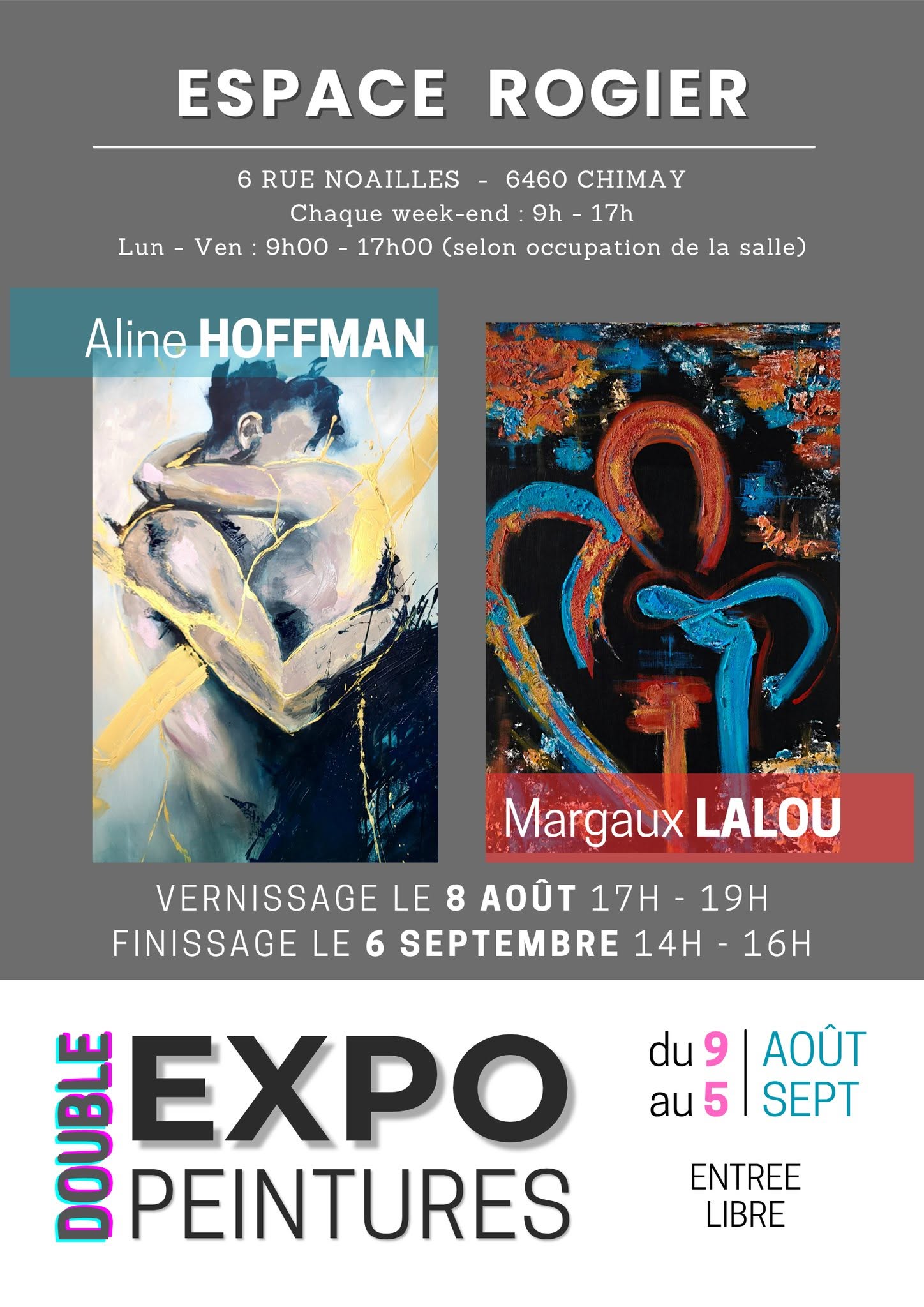 Double exposition Aline Hoffman & Margaux Lalou — Espace Rogier, Chimay