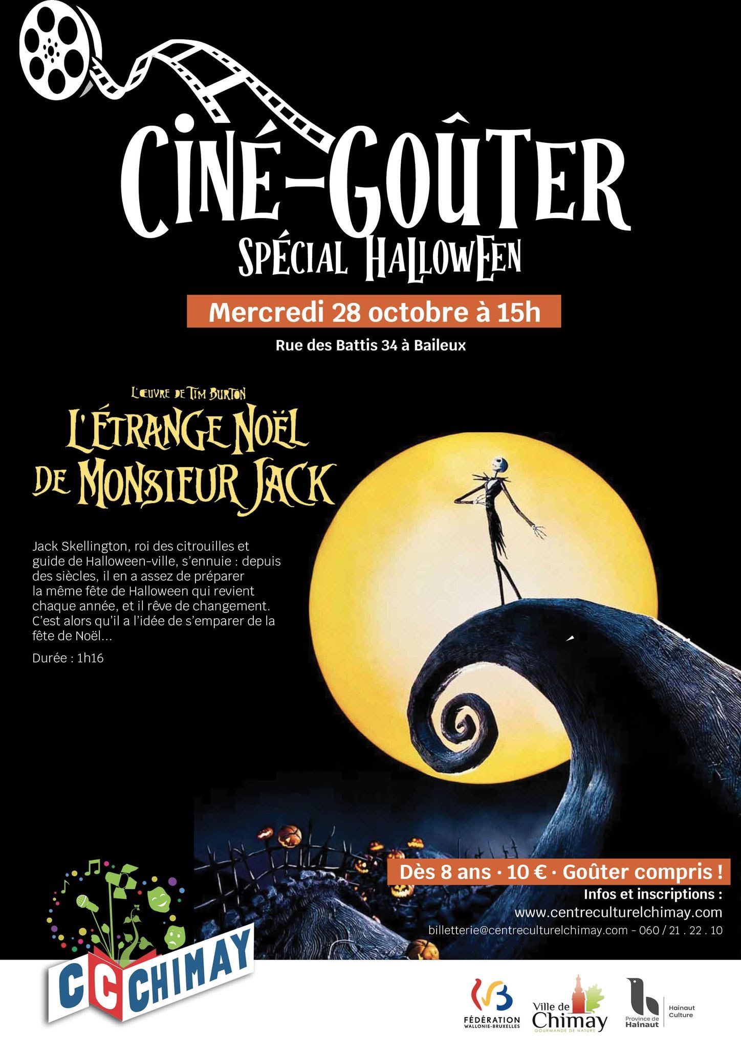 Ciné-Goûter : L'Étrange Noël de Monsieur Jack — Centre culturel de Chimay